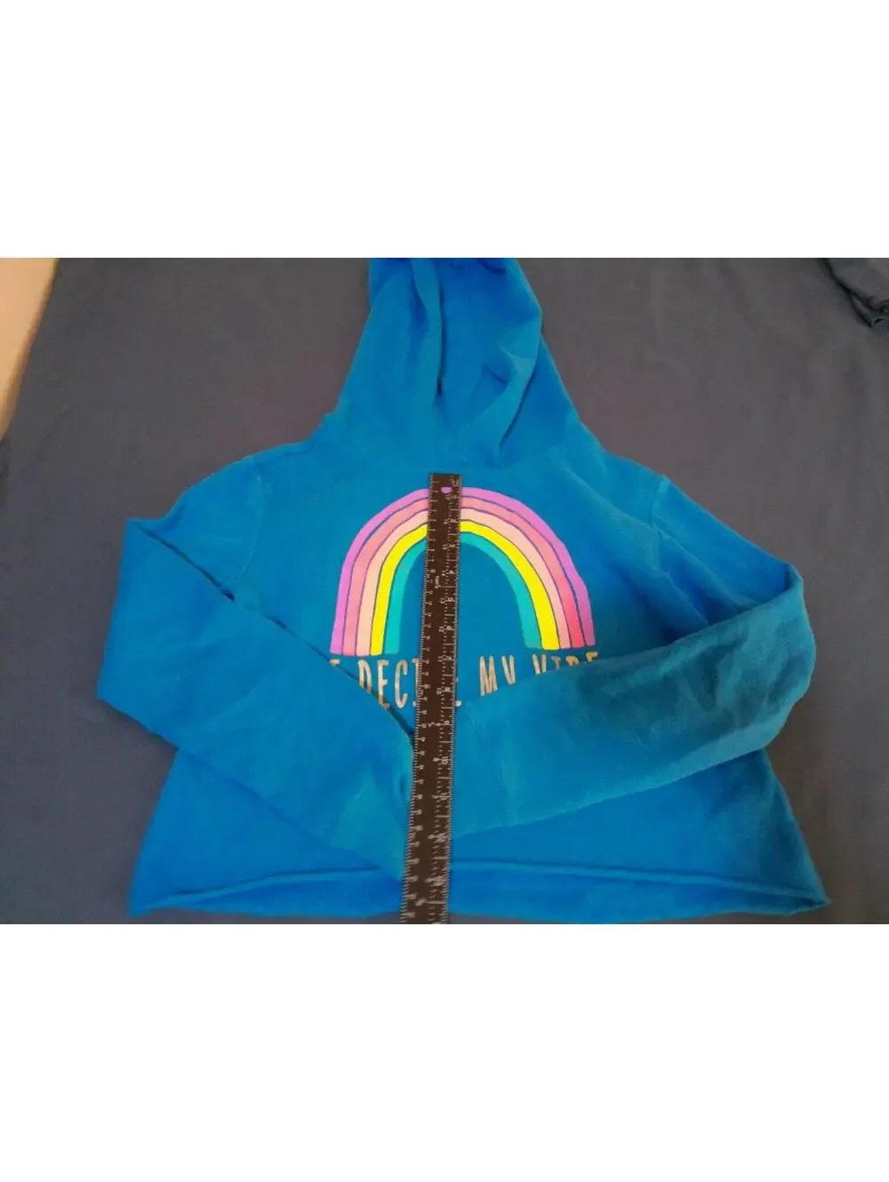 Justice‎ Active Girls Blue Rainbow Hoodie Sweatshirt Size 8